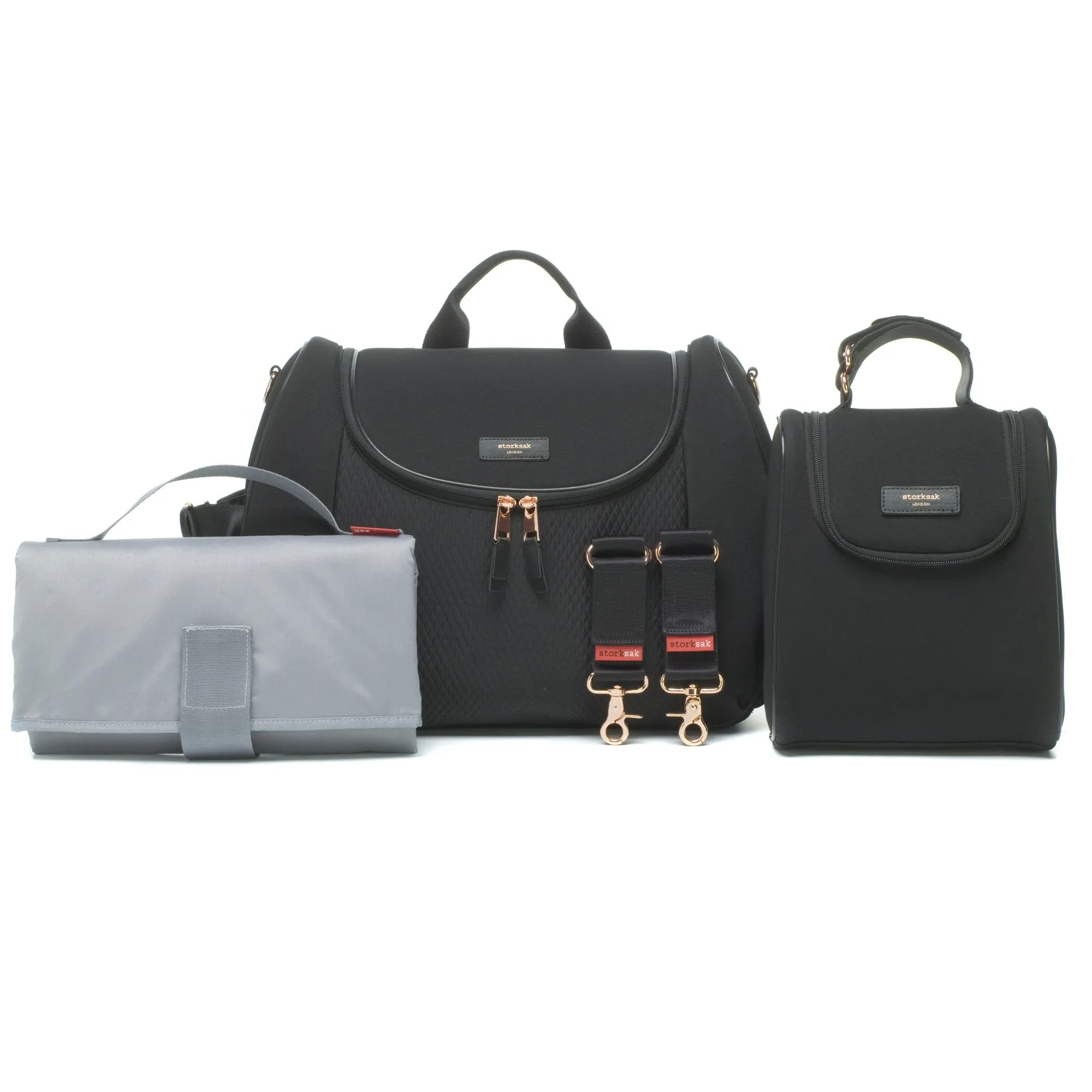 Baby Bag - Storksak Poppy Luxe Black Scuba