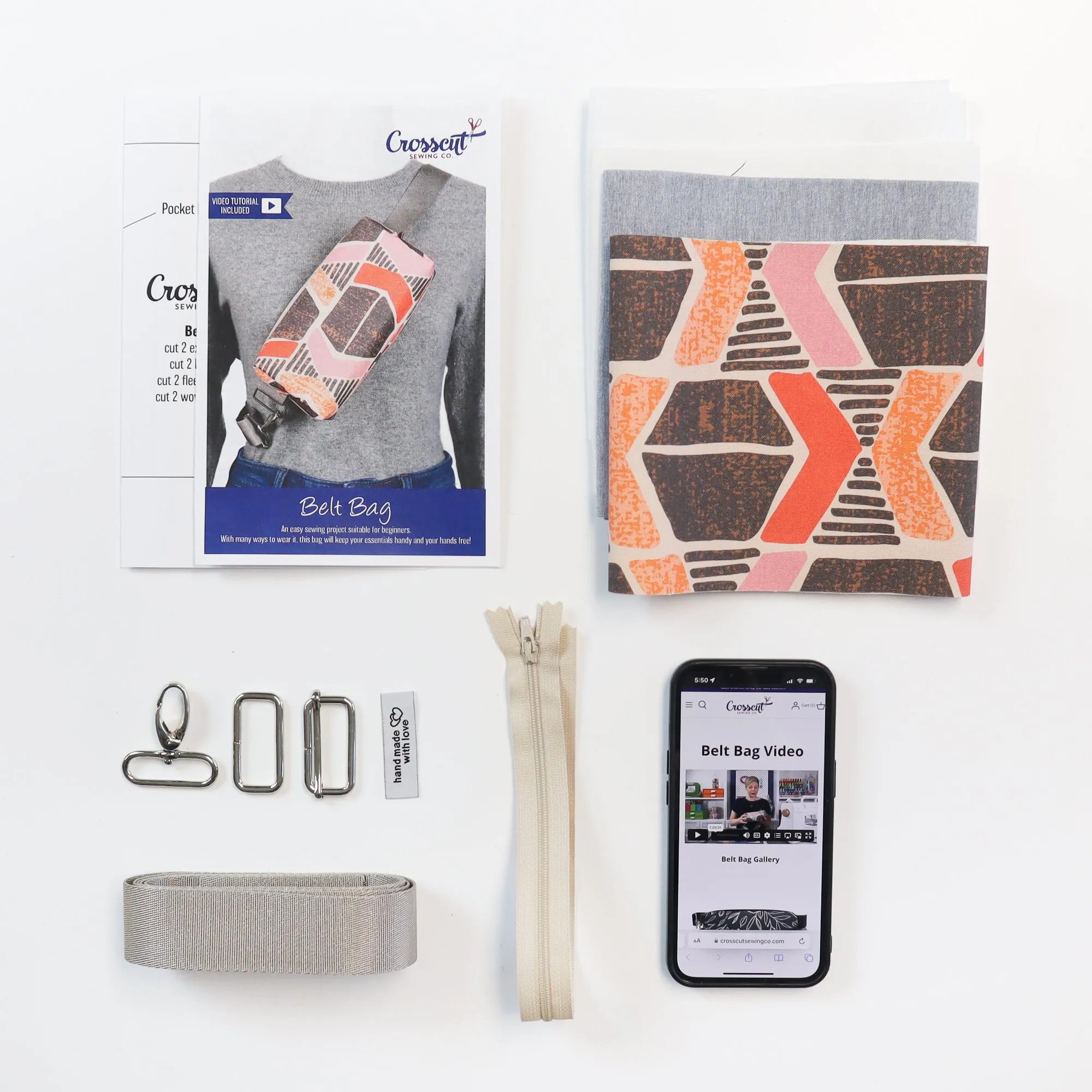 Belt Bag Sewing Kit - Supplies, Printed Pattern and Video Tutorial - Yucatan