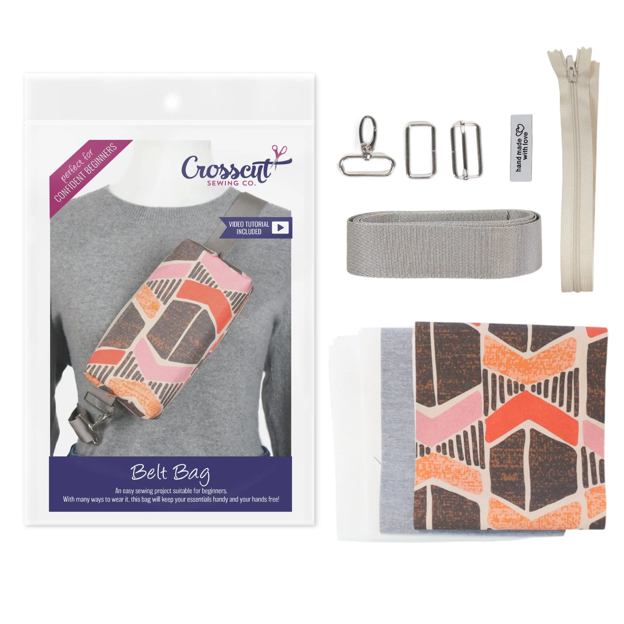 Belt Bag Sewing Kit - Supplies, Printed Pattern and Video Tutorial - Yucatan