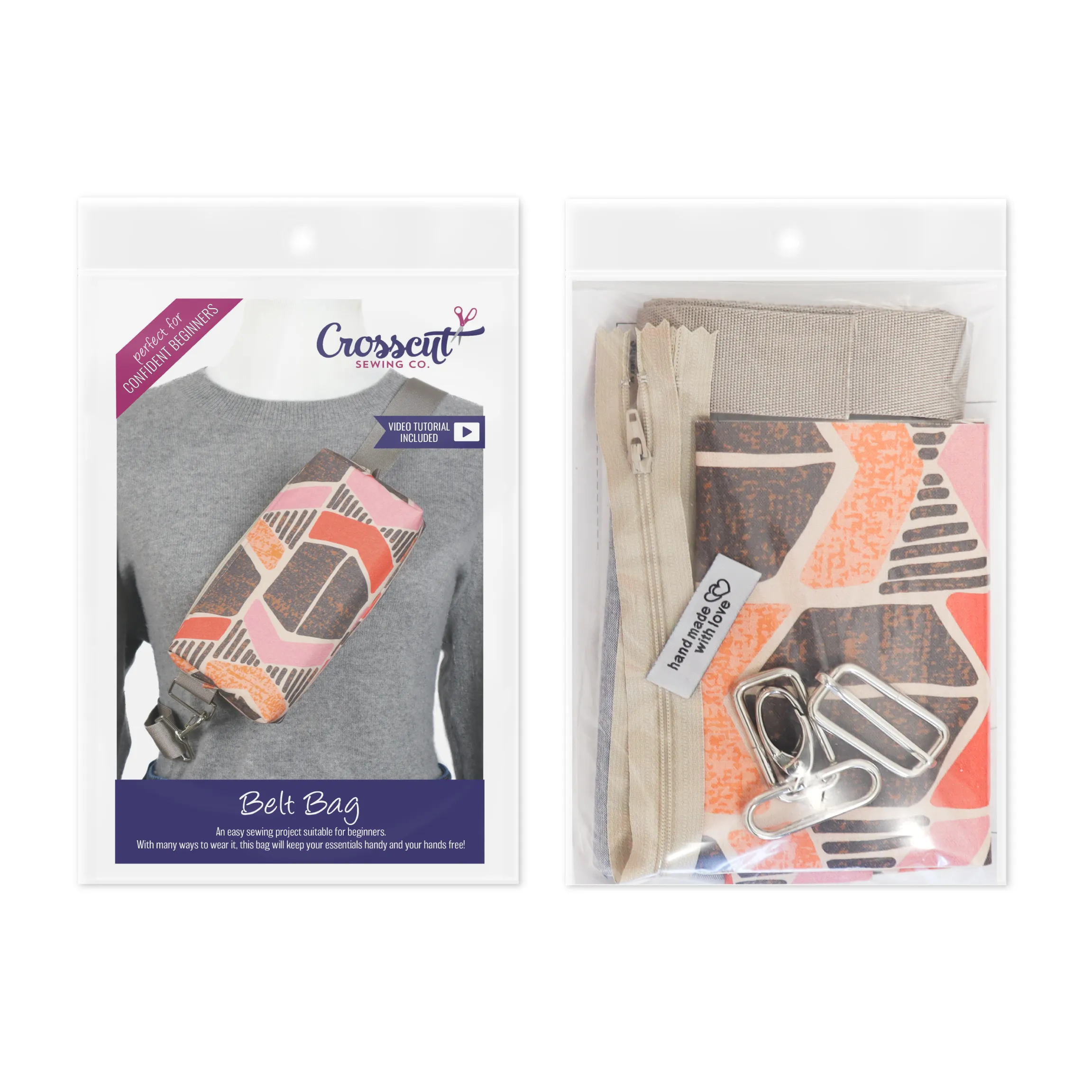 Belt Bag Sewing Kit - Supplies, Printed Pattern and Video Tutorial - Yucatan