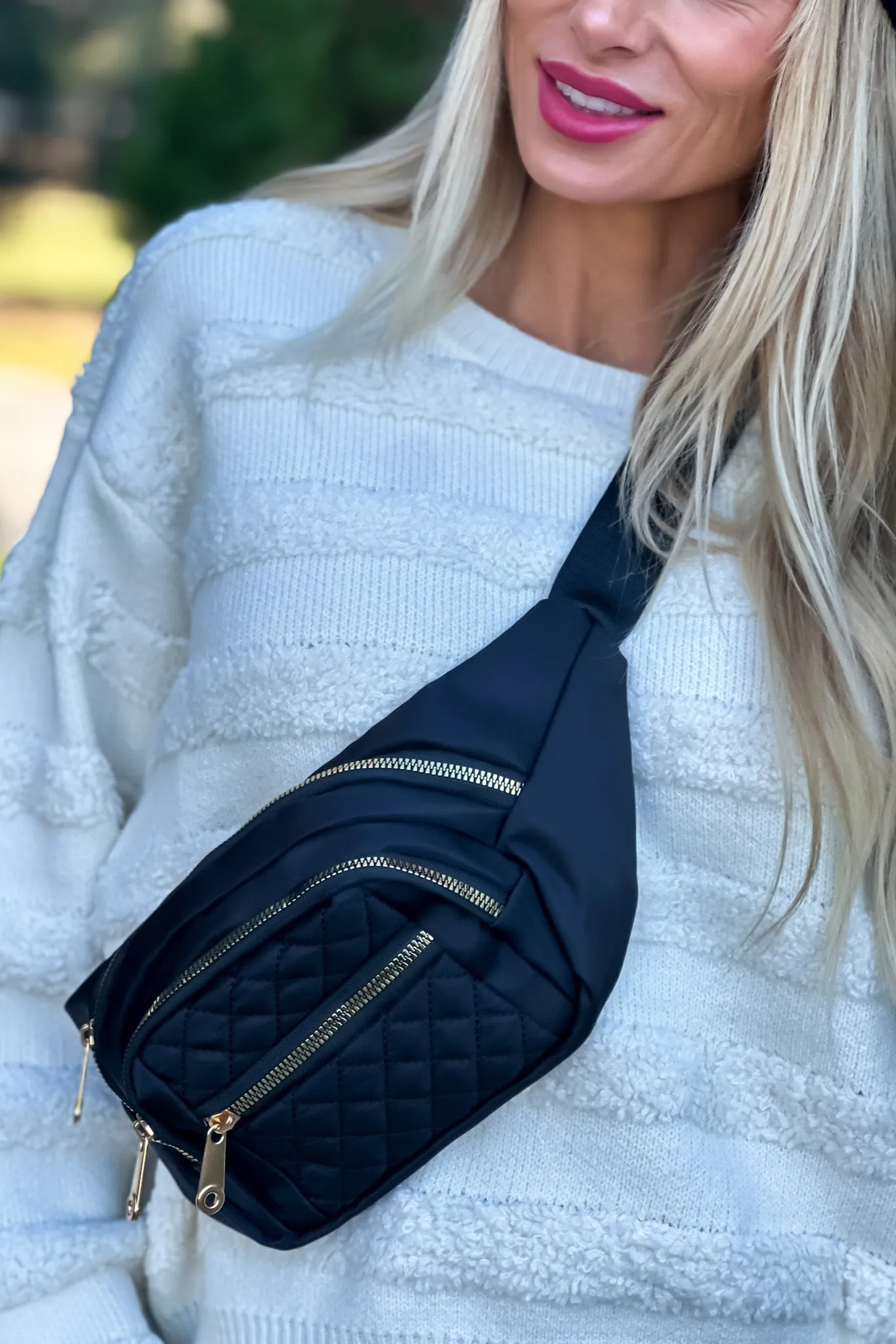 Georgia Quilted Belt Bag : Black