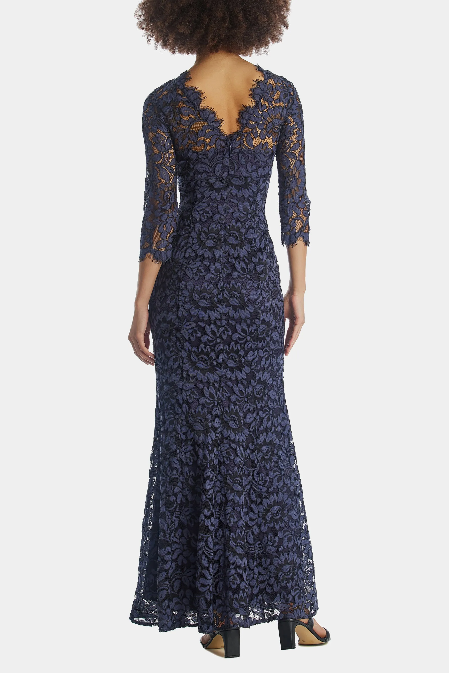 Illusion Sleeve Mermaid Gown