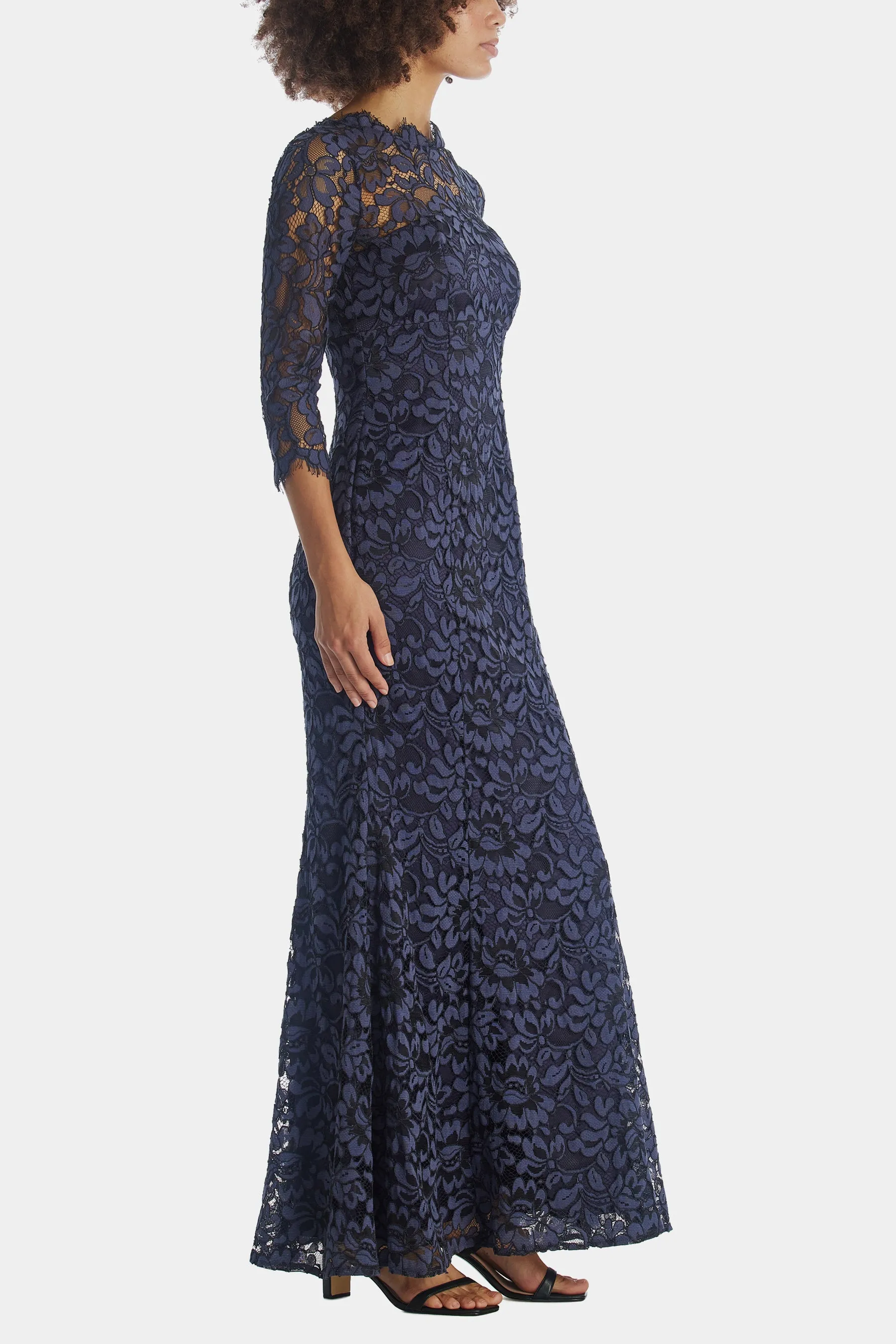 Illusion Sleeve Mermaid Gown