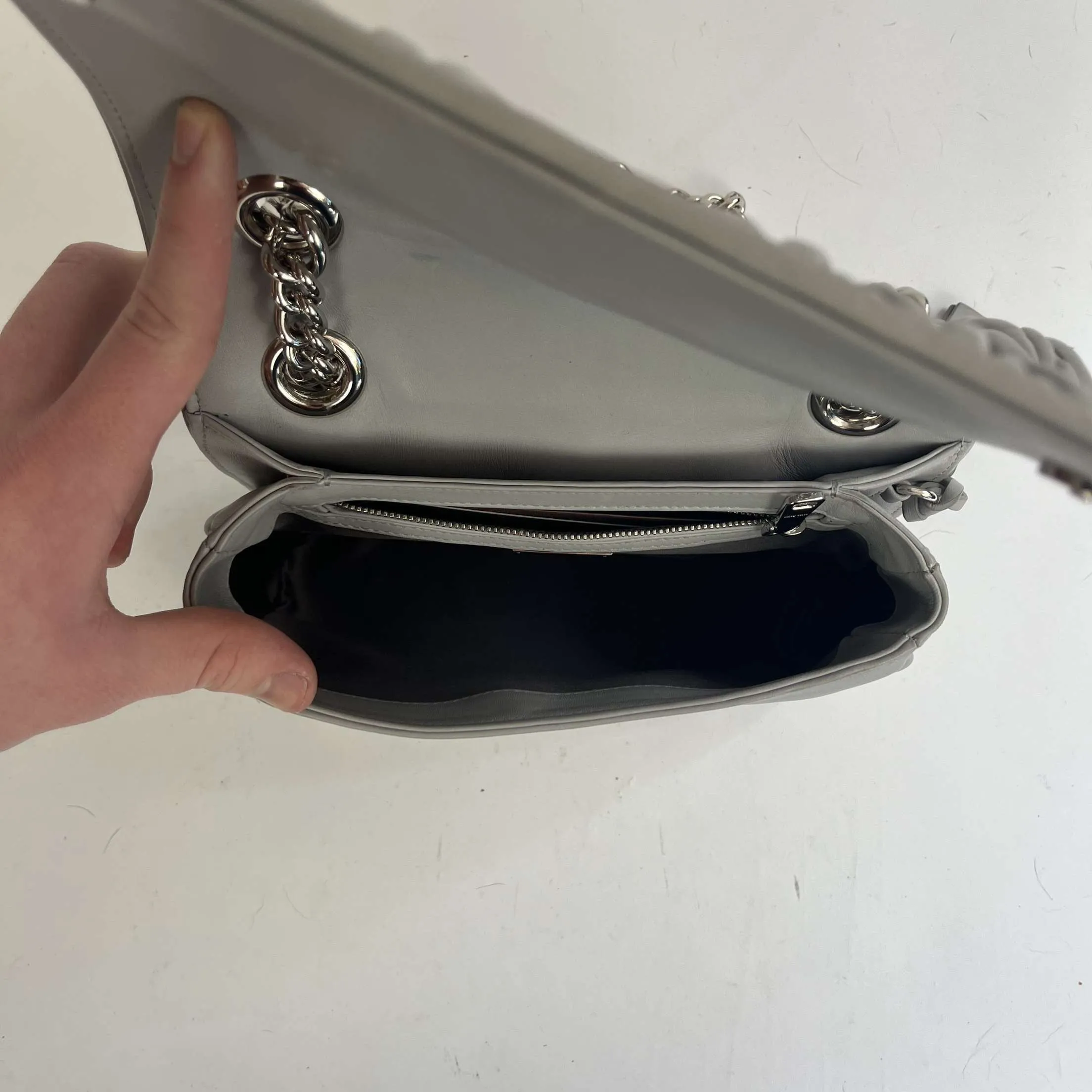 Miu Miu Pearl Grey Matelasse Chain Handle Shoulderbag